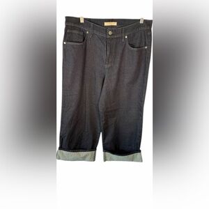 BCBG Max Azria Dark Rinse Wide Leg Cuffed Jeans Size 32
